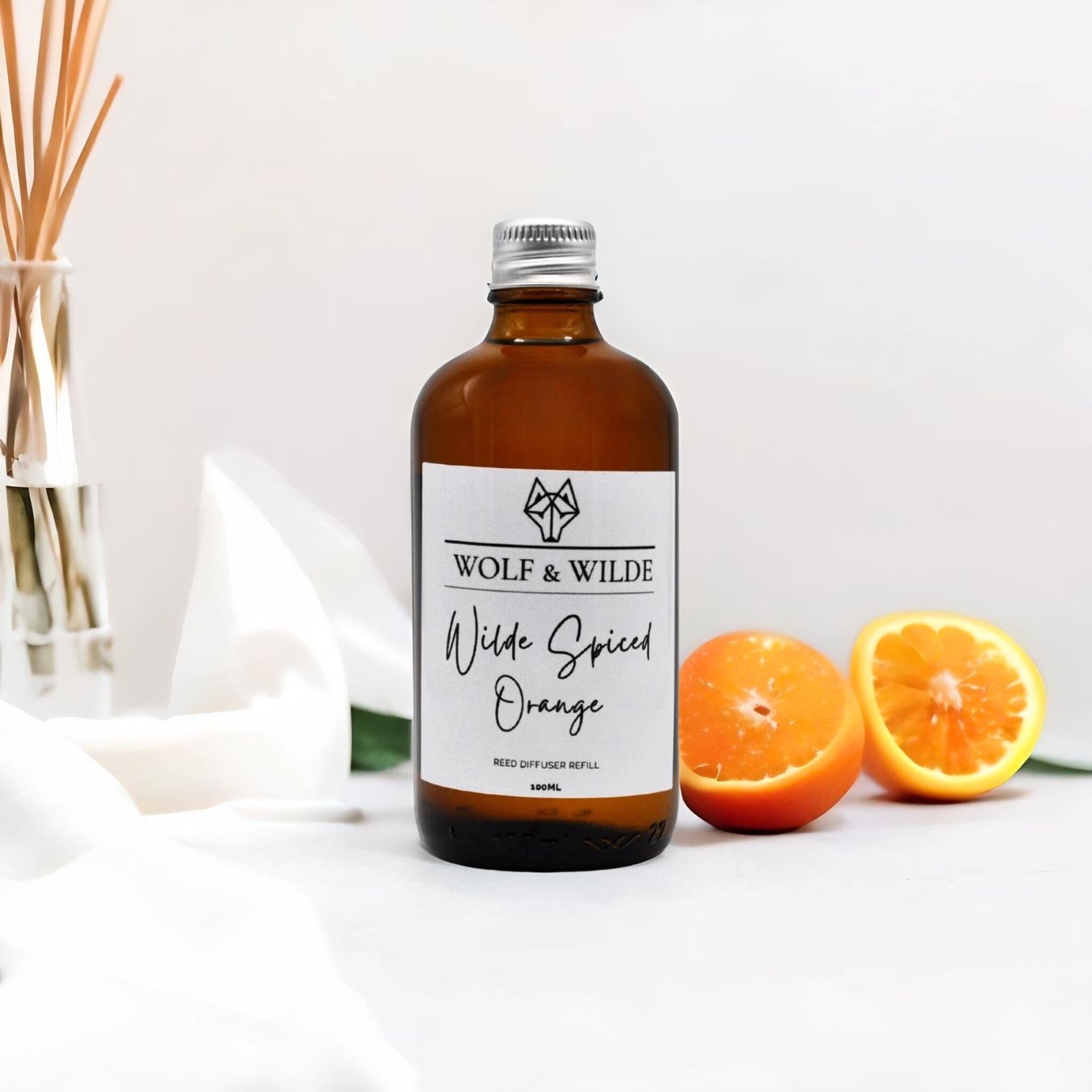 Wilde Spiced Orange 100ML Luxury Reed Diffuser Refill In Amber Glass B ...